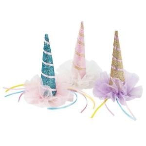 Blue sparkly unicorn party hat