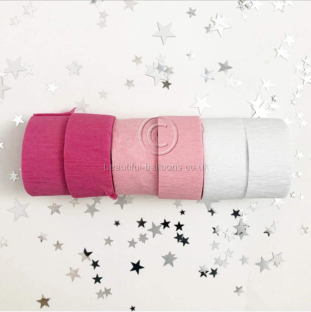 Hot Pink, Pale Pink and White Crepe Paper Roll Kit!