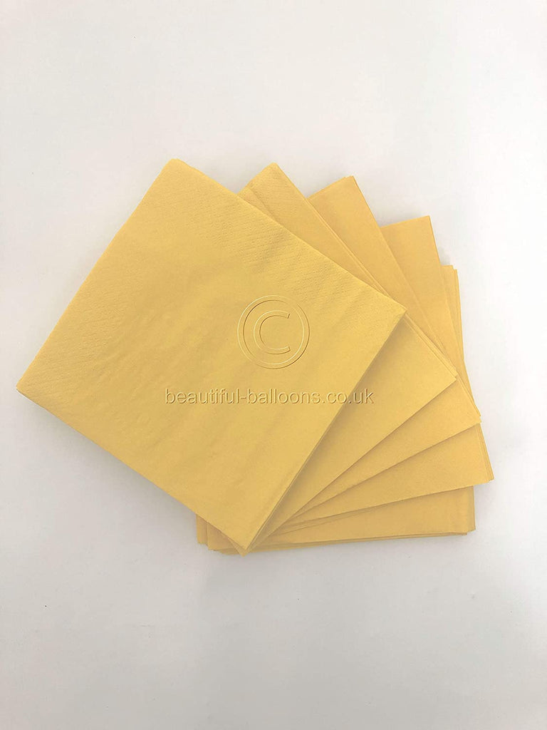 100 x Yellow Paper Party Napkins