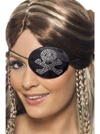 Black and Silver Diamante Pirate Eyepatch