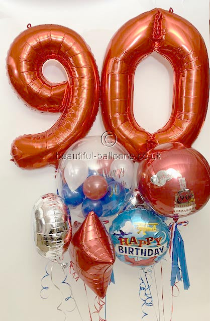 Number 90 Foil Shaped Balloons - Available in 6 colours