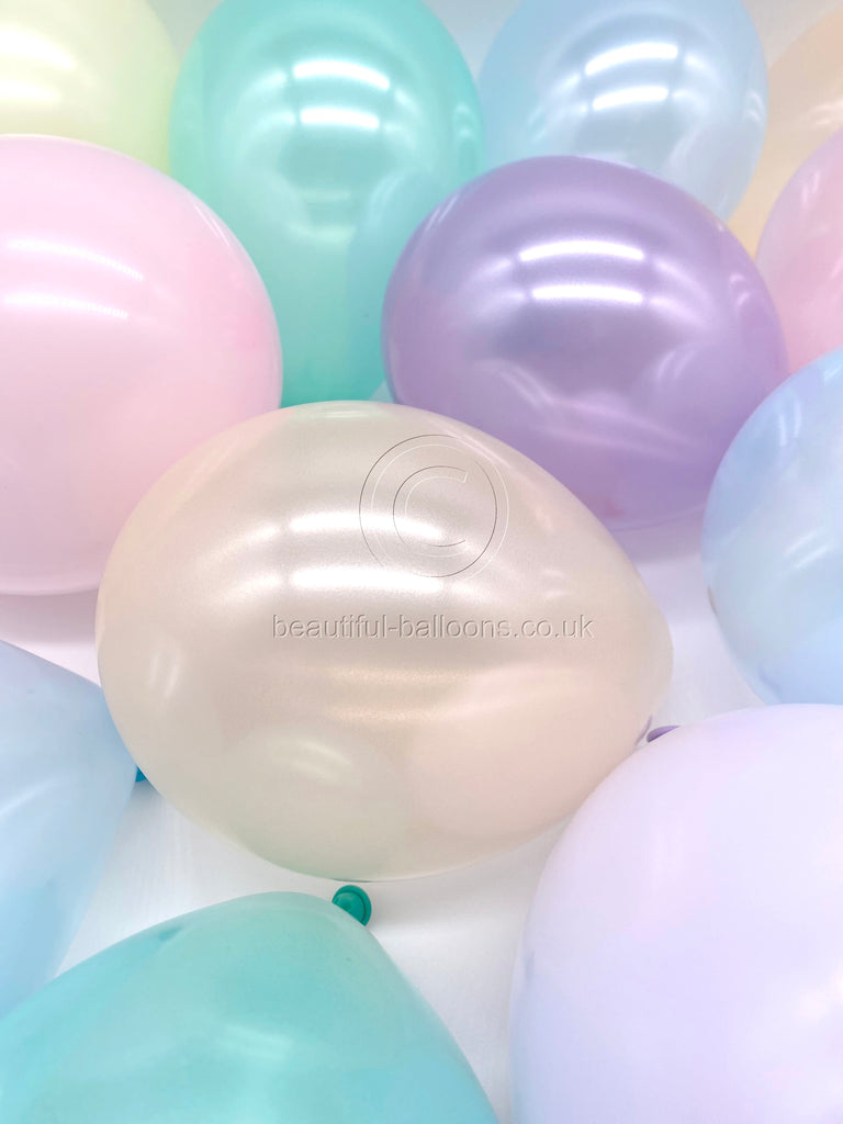 Pack of 24 x 5" Mini Pastel Rainbow Ice Cream Shades Latex Balloons with Matching Curling Ribbon