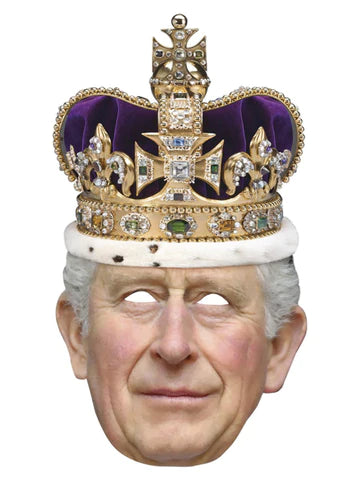 King Charles Paper mask with Crown Kings. Coronation Party