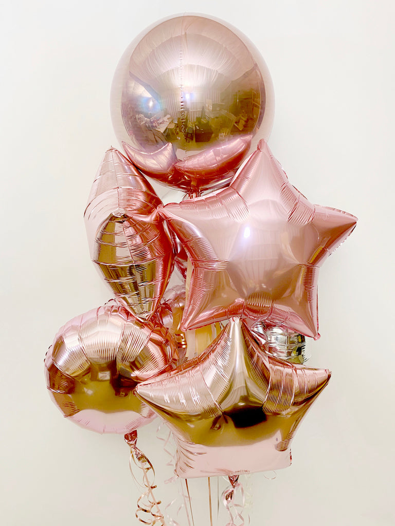 Rose Gold Orb and Plain Foils Balloon Bunch