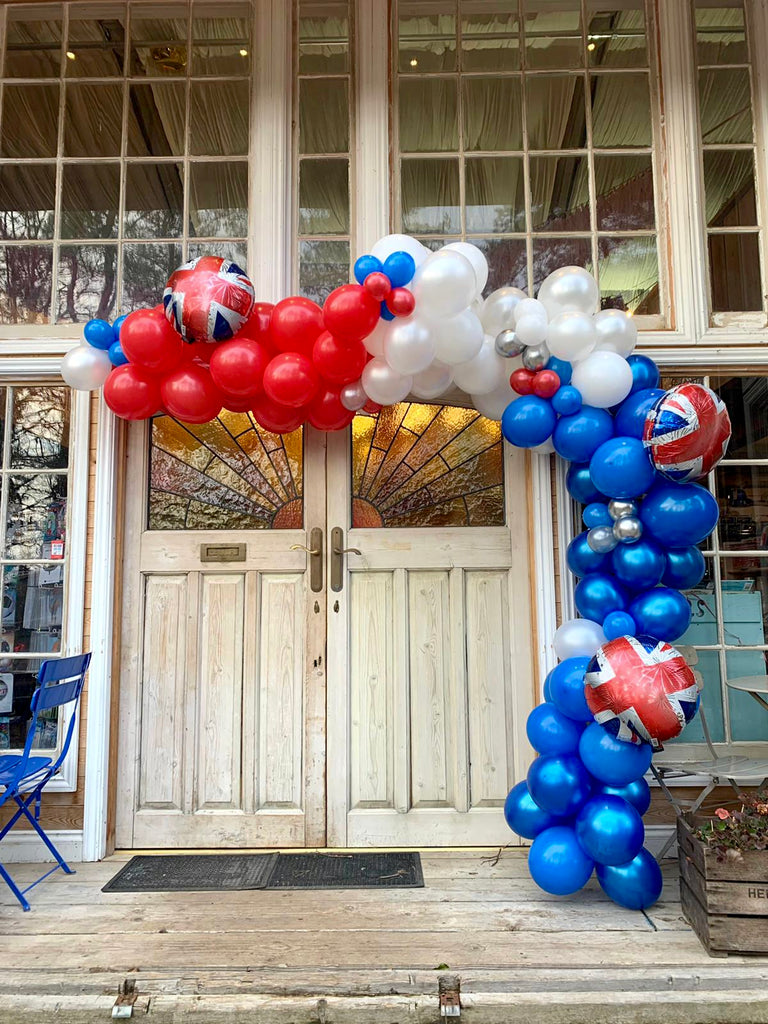Union Jack Red White Blue Balloon Arch