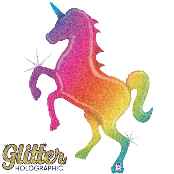 Rainbow Ombre Glitter Unicorn Supershape
