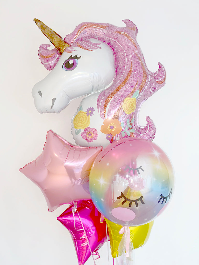 Unicorn Supershape, Eyelash Pastel Rainbow Bubble and Stars Bunch