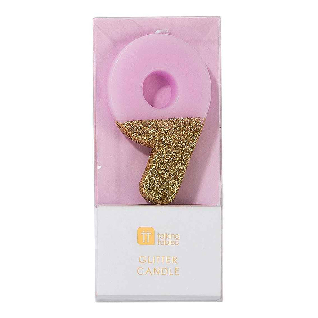 Ombre Pink Glitter Number Candle