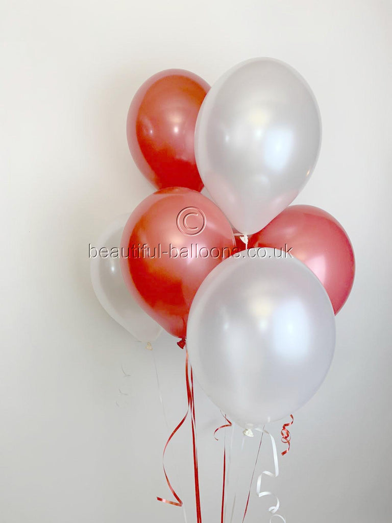 Arsenal-Liverpool Football Shades - Pearlised Latex Balloons, Red & White (Helium Quality)