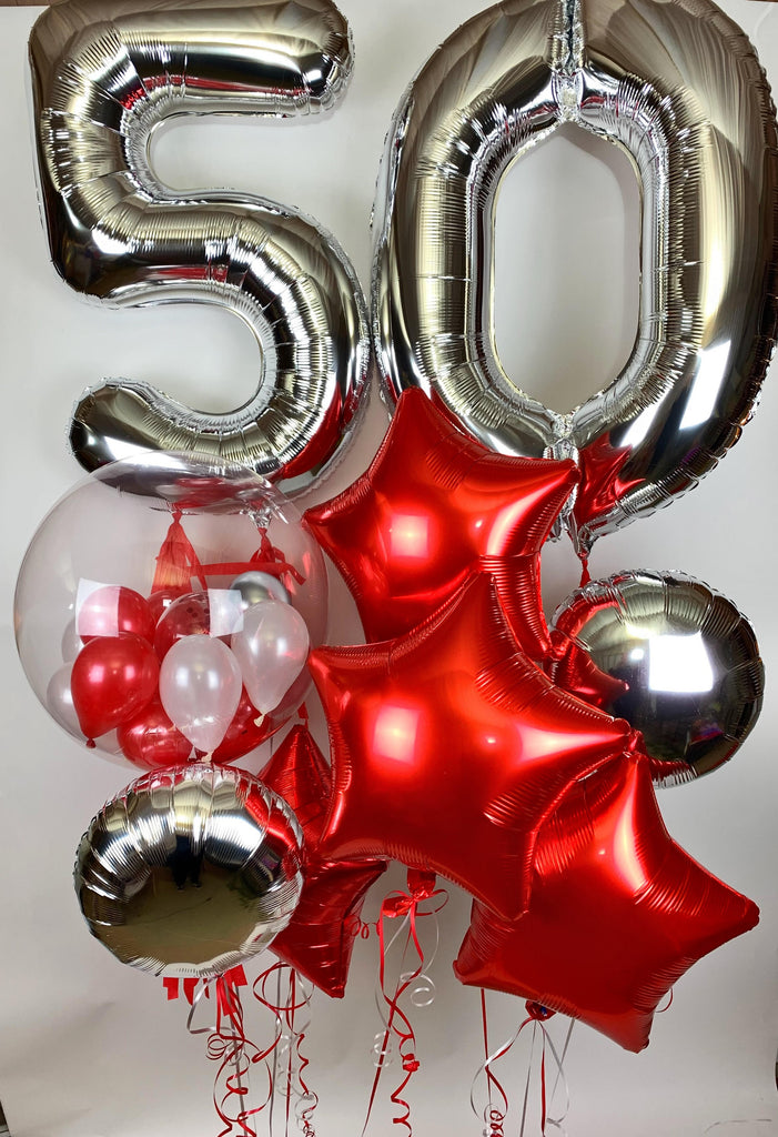 Number 50 Shaped Foil Balloons - Available in 6 colours
