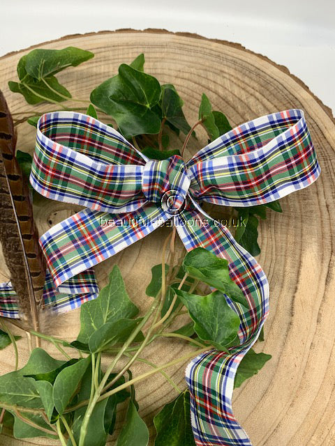 White, Blue, Red and Green Tartan Ribbon