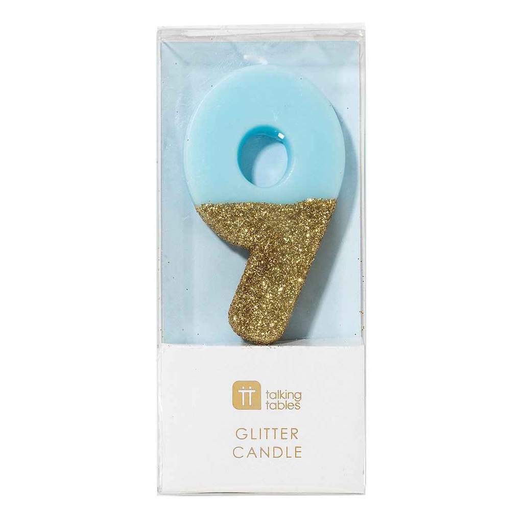 Ombre Blue Glitter Candle