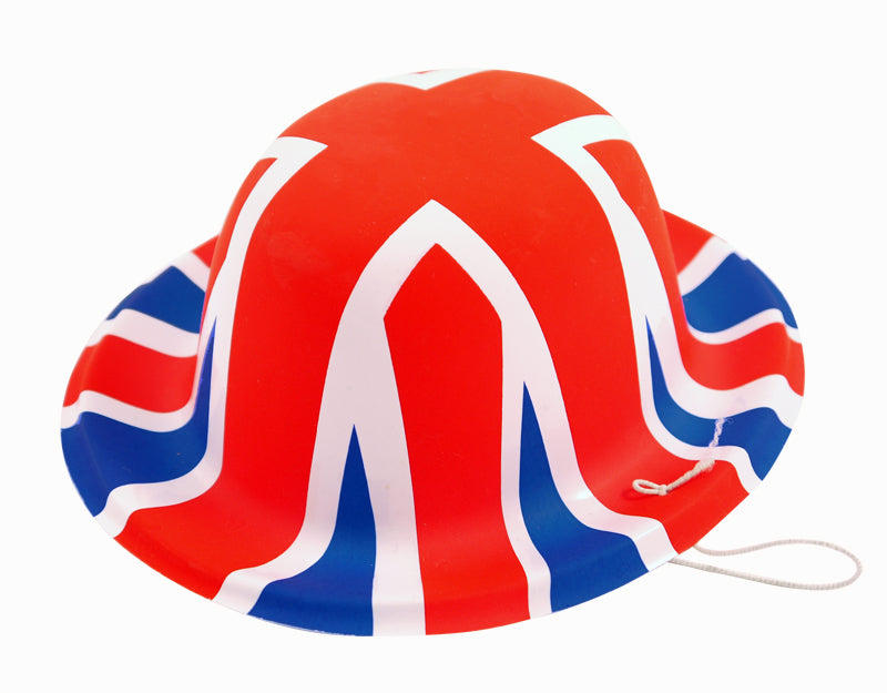 Pack of 10 Union Jack Plastic Bowler Hats - Main Image
