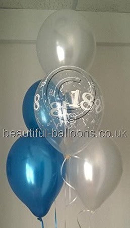 Classic Blue, Silver and 18th Aged Ranged  UNFILLED Pearlised Latex Balloons with Curling Ribbon