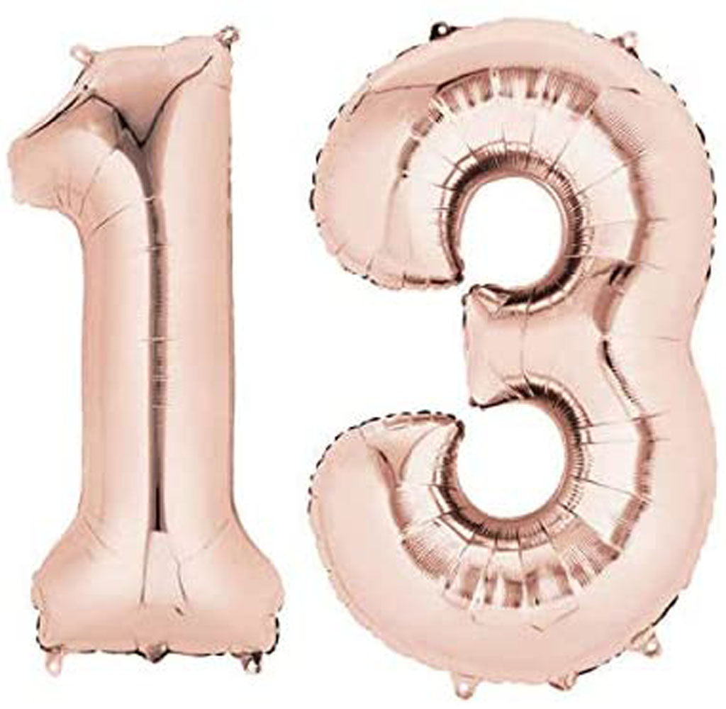 Number 13 Foil Shaped Balloons - Available in 6 colours
