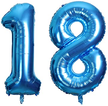 Number 18 Foil Shaped Balloon - Available in 6 colours