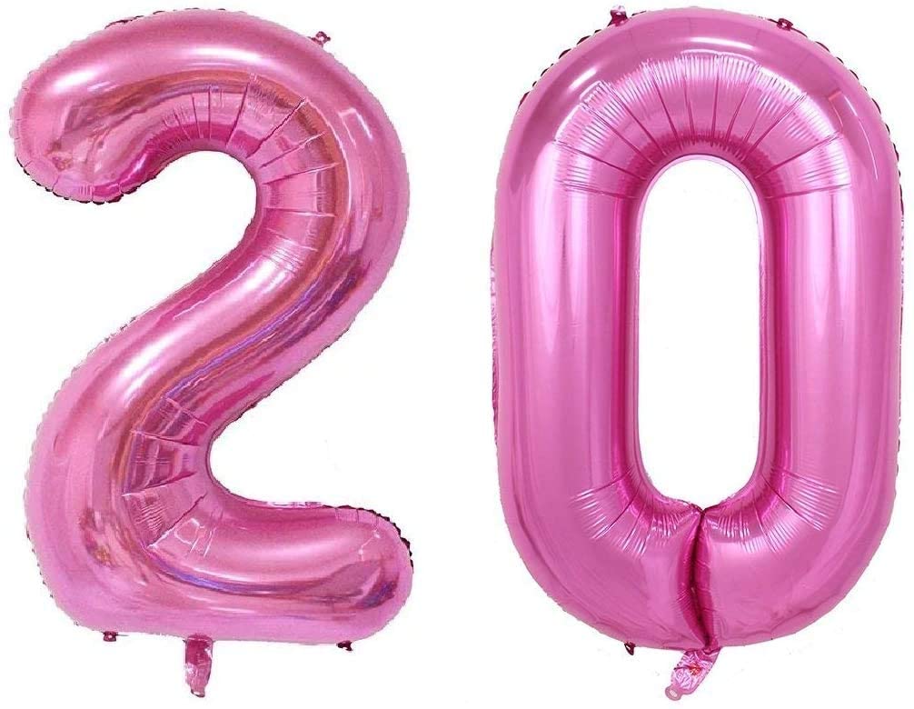Number 20 Foil Shaped Balloons - Available in 6 colours