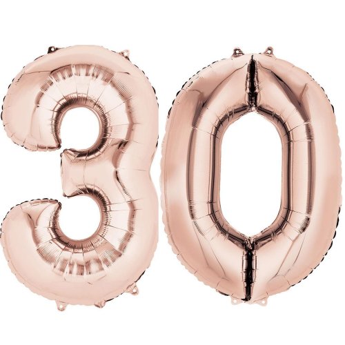Number 30 Shaped Foil Balloons - Available in 6 colours