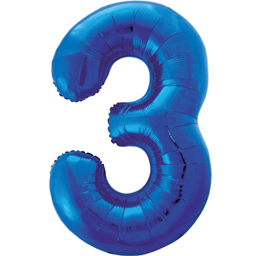Number 3 Foil Shaped Balloon - Available in 6 colours