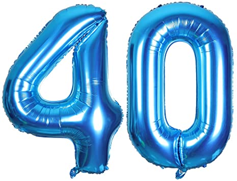 Number 40 Shaped Foil Balloons - Available in 6 colours