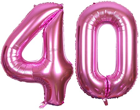 Number 40 Shaped Foil Balloons - Available in 6 colours
