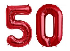 Number 50 Shaped Foil Balloons - Available in 6 colours