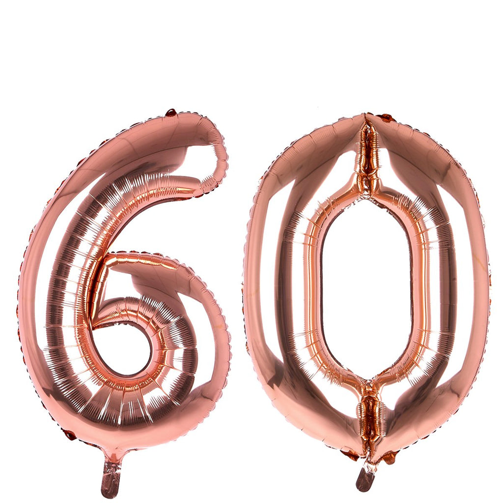 Number 60 Foil Shaped Balloons - Available in 6 colours