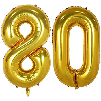 Number 80 Foil Shaped Balloons - Available in 6 colours