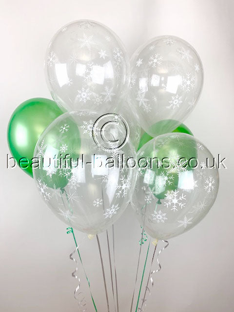 Woodland Snowflakes Pearlised Latex Balloons (Helium Balloons)