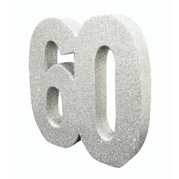 Age Milestone Silver Glitter Table Decoration - Available in different ages