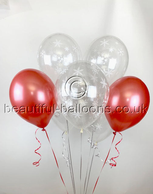 Christmas Snowflakes Pearlised Latex Balloons (Helium Balloons)