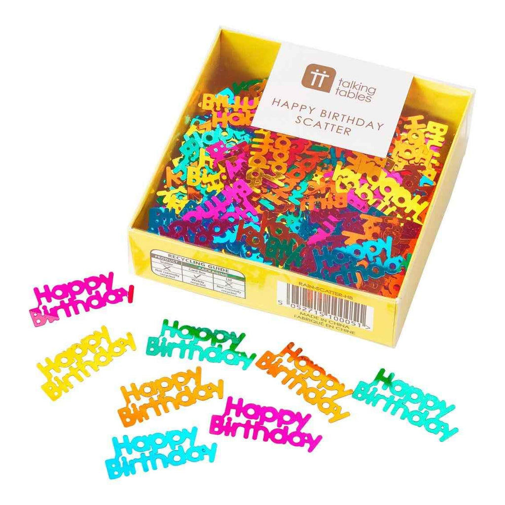 Happy Birthday Rainbow table scatter confetti