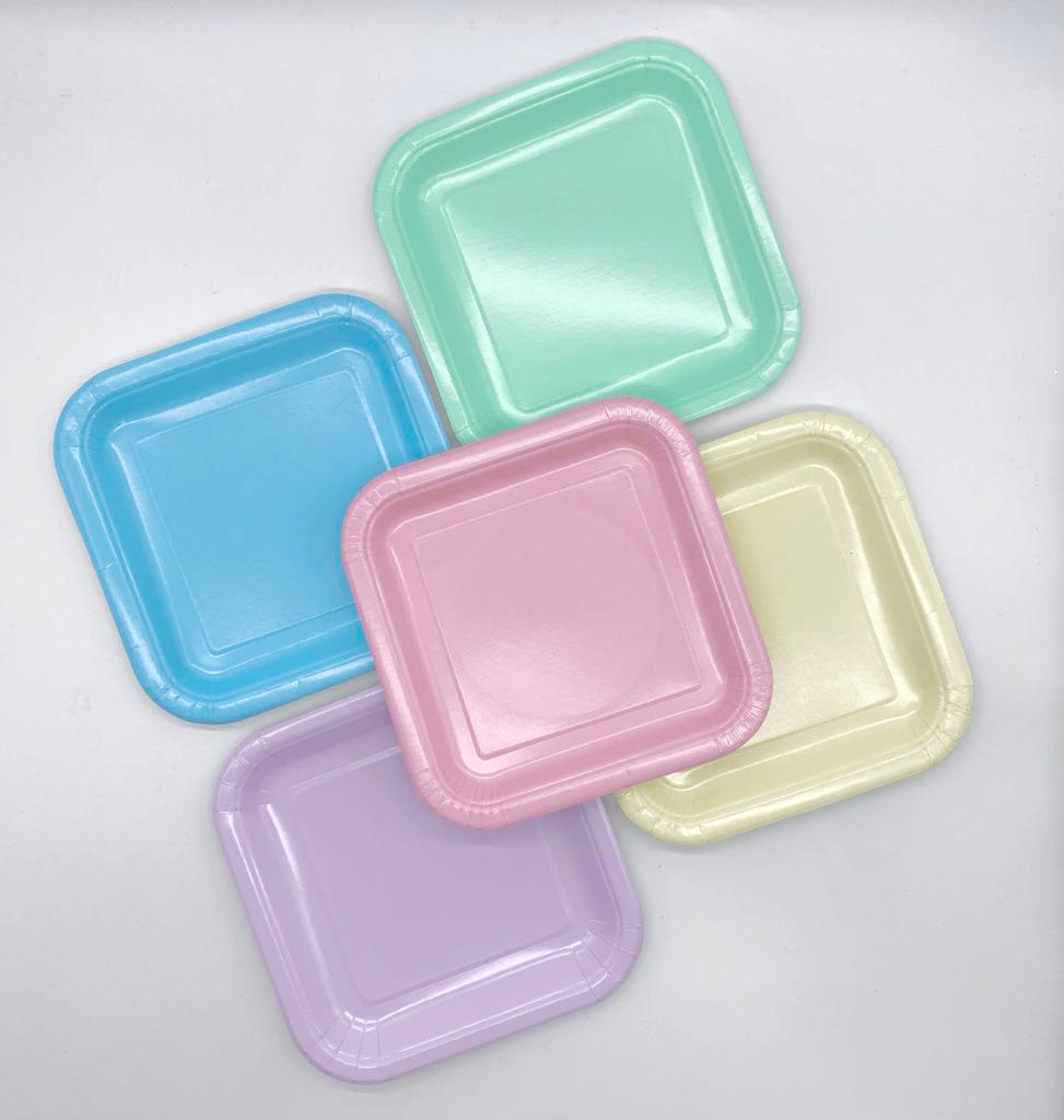 40x Ice Cream Pastel Rainbow 7" Plates