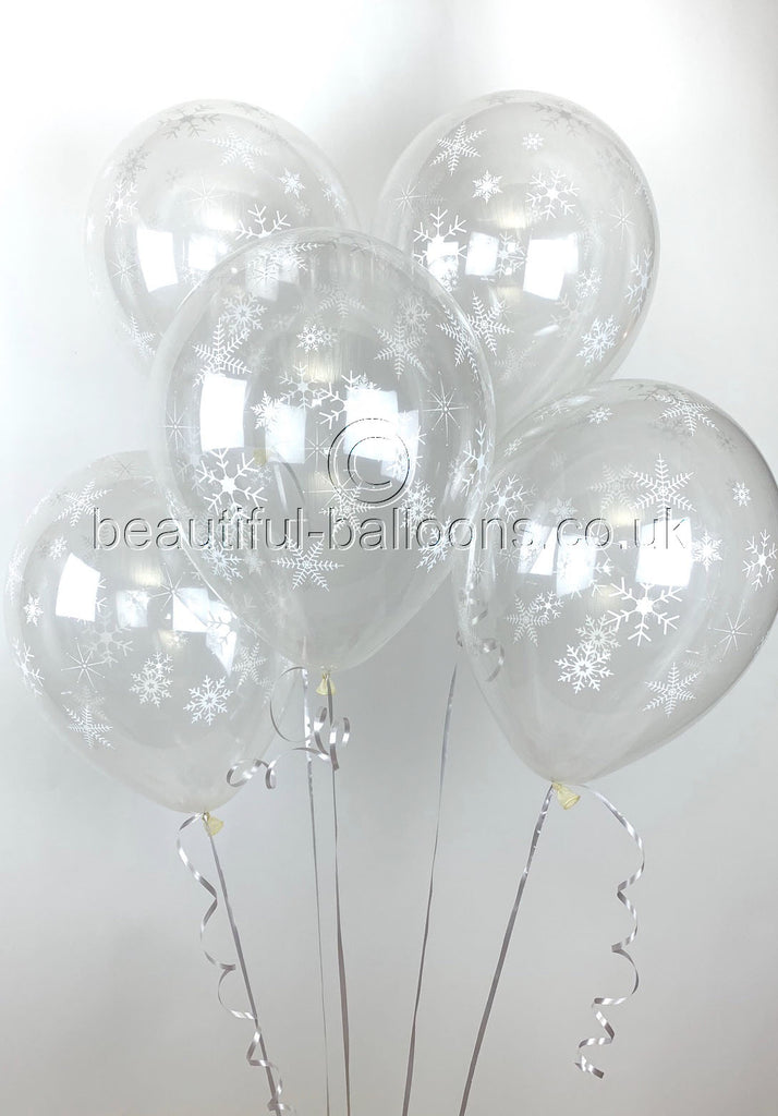 Frozen Snowflakes Pearlised Latex Balloons (Helium Balloons)