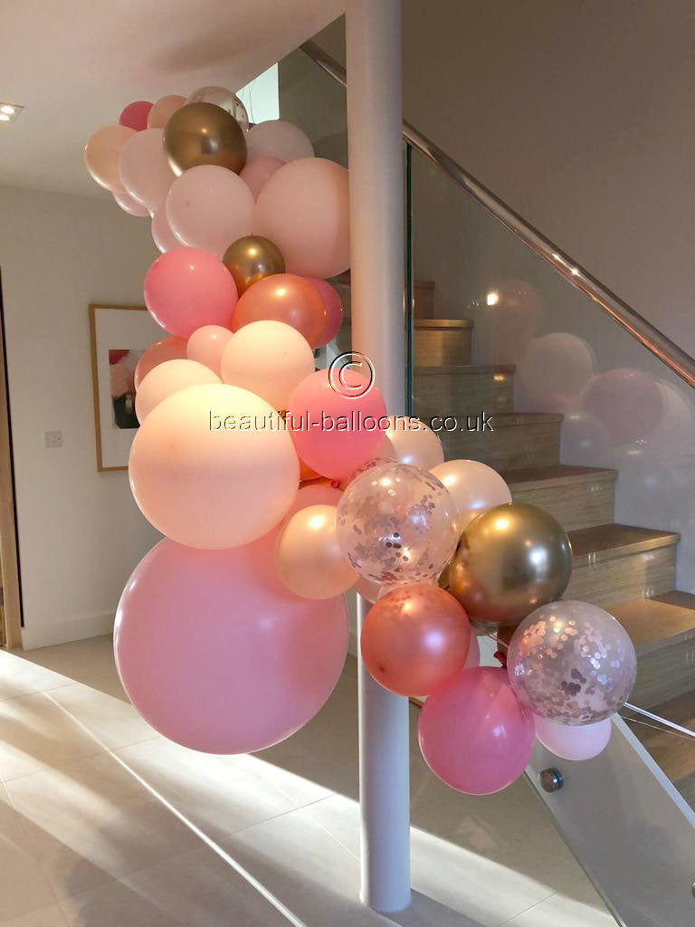 Rose Gold Confetti and Blush Staircase Garland