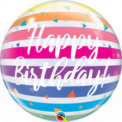 Stripy Happy Birthday Bubble Balloon