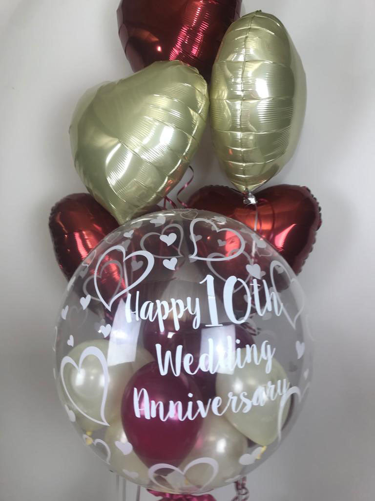 Personalised Wedding Anniversary balloon bubble bunch – beautiful balloons