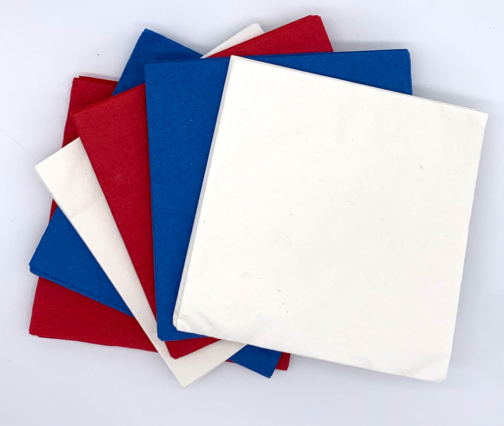 Red White and Blue Paper Napkins x100